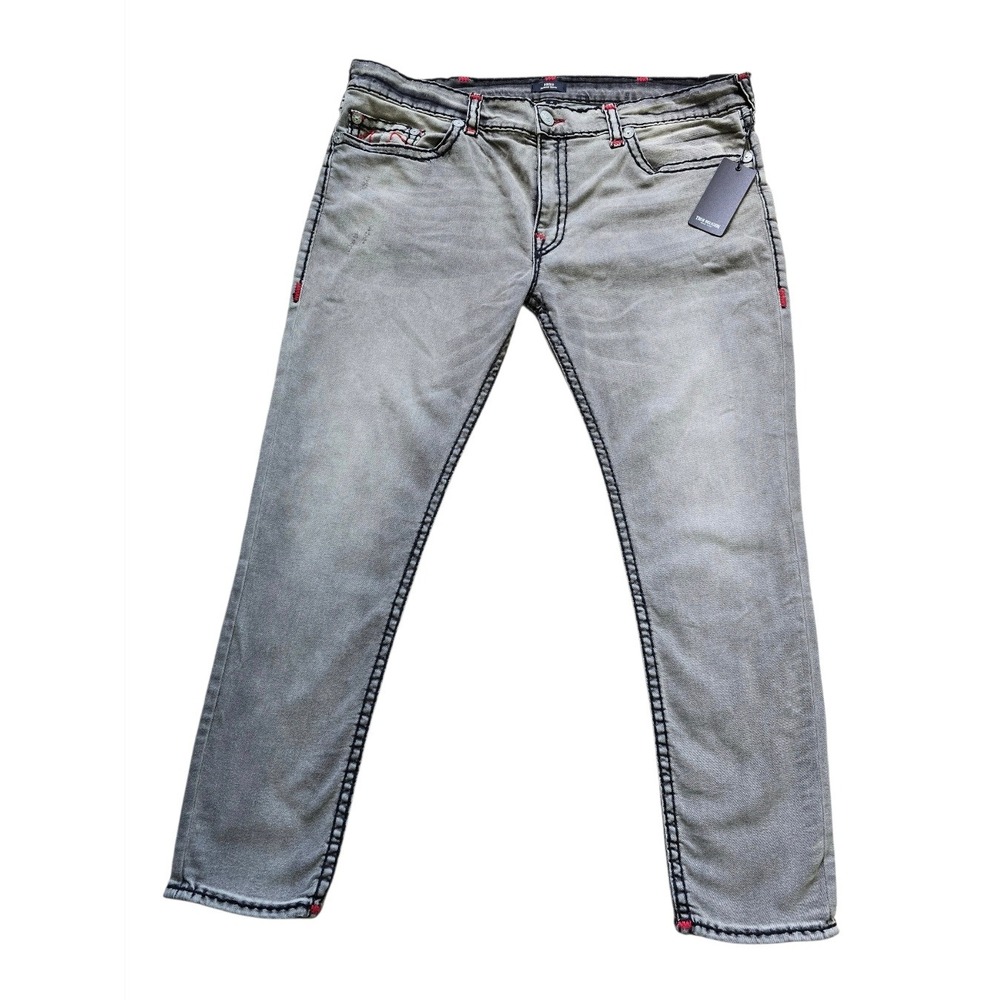 True Religion Rocco Relaxed Skinny Jean 32" Men 44 Grey Wash Super T